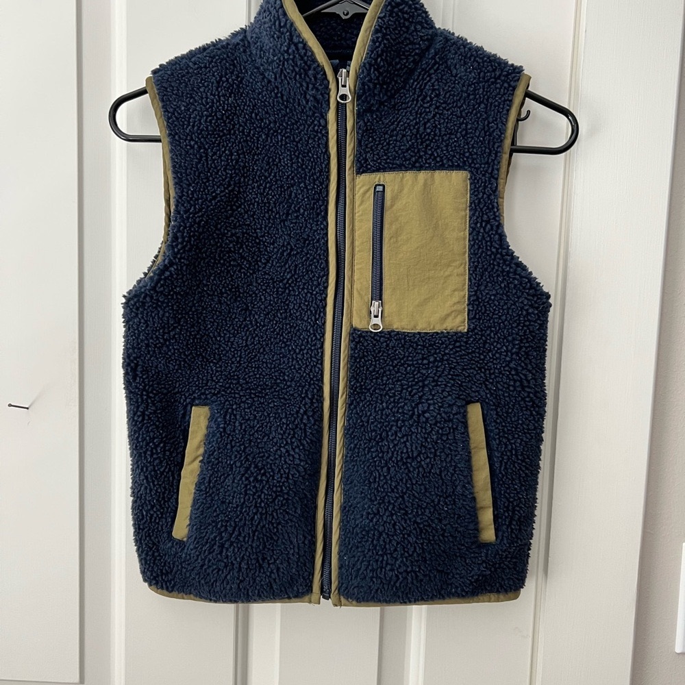 Place Blue and Green Quilted Vest with High Collar